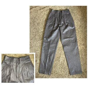 TOFF Vintage Leather Pants Trousers High Waist Pleated Lined Luxury Preppy 25x29